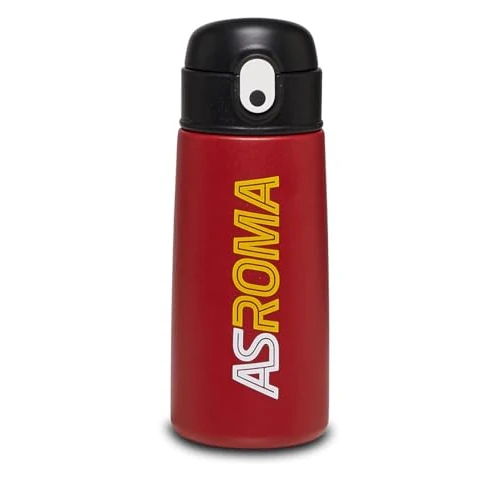 AS Roma Drinkfles, voetbal, rood, thermosfles van roestvrij staal aan de binnenkant, temperatuurbestendigheid tot 24 uur, school en reizen, Rood, Eén maat