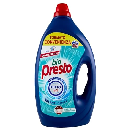Offerta a tempo: Bio Presto Liquido Igiene & Freschezza Detersivo Lavatrice Liquido, Nuova formula con Smacchiatore, confezione da 50 lavaggi - 0.00% da 11.89 € a 11.89 €