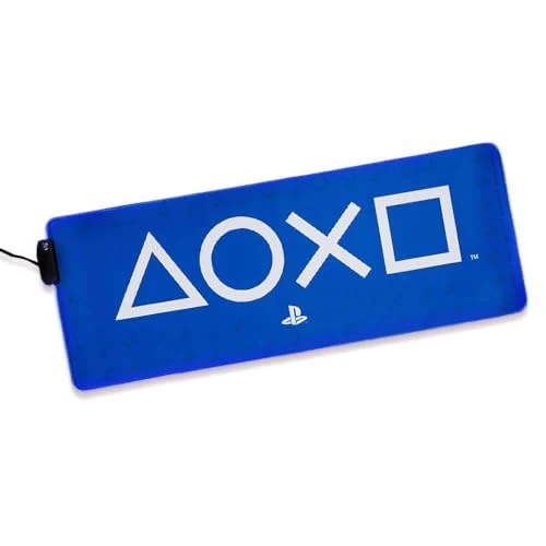 PlayStation Light Up Desk Mat - Officially Licensed Keyboard and Mouse Mat for Office, Light Up Large Mouse Pad for Gaming Set Up | Paladone