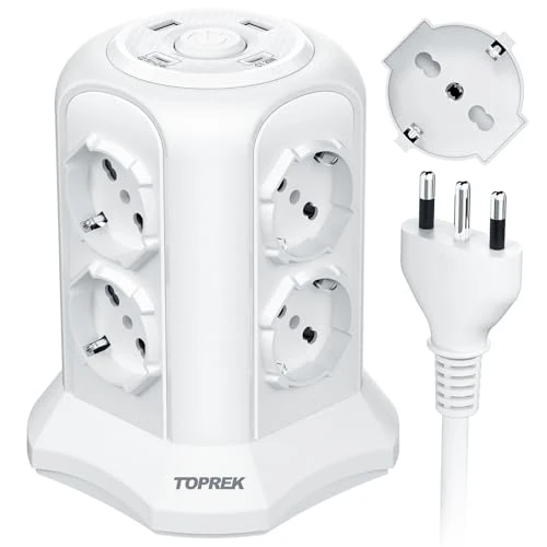 Offerta a tempo: TOPREK Multipresa Verticale con 8 Prese e Interruttore e 2M Cavo, Bianco - 0.00% da 36.99 € a 36.99 €