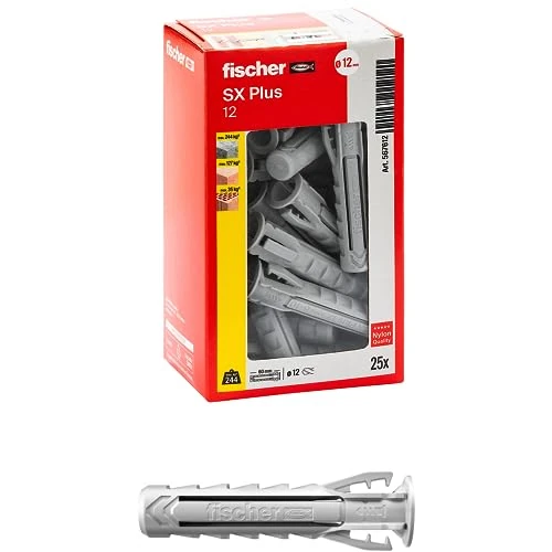Limited-time offer: Fischer 25 x SX Plus Dowels 12x60mm for Full Wall, Perforated Brick, Masonry, Concrete, for Fixing Chandeliers, Furniture, Wall cabinets, Shelves, 567612 from 20.23 £ to 20.23 £ (save 0.00%)