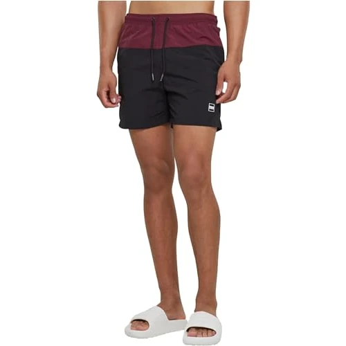 Zeitlich begrenztes Angebot: Urban Classics Herren Block Swim Shorts – Badeshorts mit Kordelzug & Taschen, schnelltrocknend, ideal für Strand, Pool & Urlaub,Cherry/Black,4XL von 22.90 € auf 20.90 € (9% Rabatt)