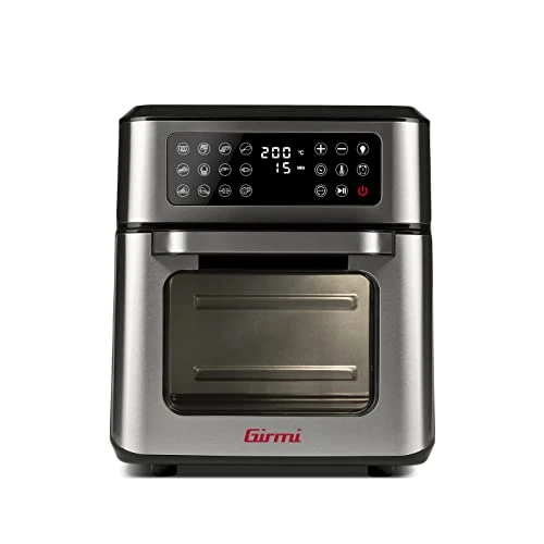 Girmi FG97 12 Litre Air Fryer and Electric Oven, 1600-1800W, 12 Preset Programs, Rotary Basket and Roaster, Fat Collection Tray, Digital Display, Versatile Accessories