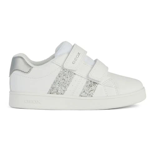 Geox Meisje J Eclyper Girl A Sneakers, Wit-zilver., 36 EU