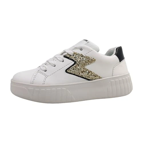 Geox Girls' J Mikiroshi Girl A Trainers, White Black, 4 UK