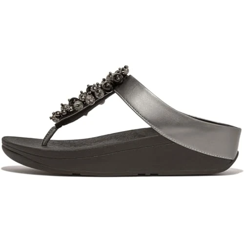Zeitlich begrenztes Angebot: Fitflop Damen Fino Bauble-bead Toe-post Sandale, Zinnschwarz, 36 EU von 110.00 € auf 69.00 € (37% Rabatt)
