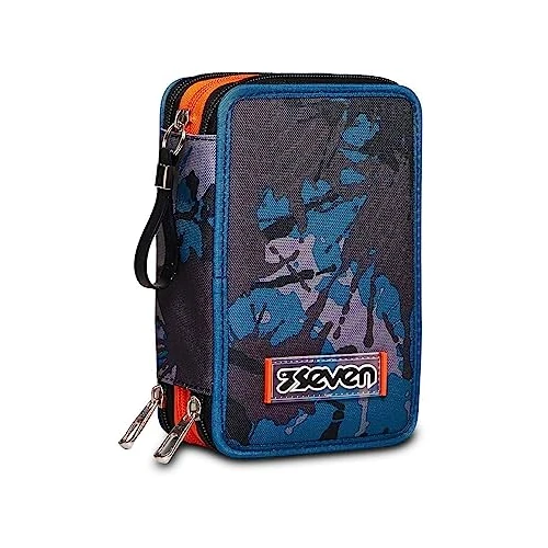 Offerta a tempo: Seven Astuccio Scuola Elementare, 3 scomparti, Medie, con Matite, Pennarelli, Penne, 3 Zip, Chromo Fluid Boy, Bambino, Ragazzo, arancione/grigio - 39% da 32.90 € a 19.99 €