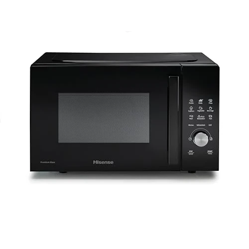 Hisense H23MOBSD1HG kuchenka mikrofalowa z grillem, pojemność 23 l, moc 800 W, grill 1000 W, timer 60 min, tryb odmrażania, uchwyt, czarne wykończenie