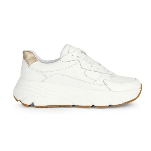 Geox Women's D Diamanta B Platform, White Lt Gold, 6 UK