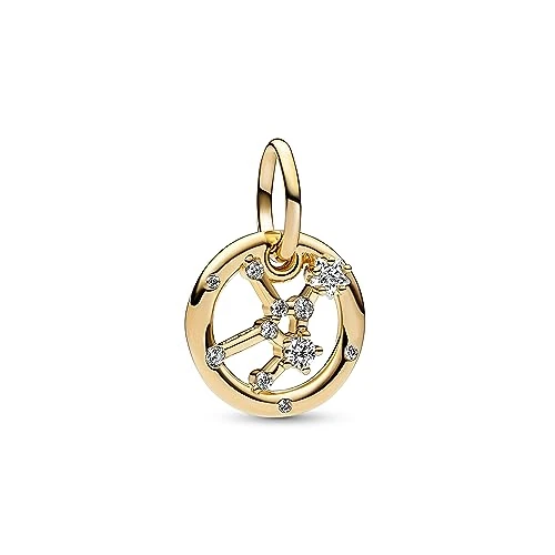 Offerta a tempo: PANDORA Ciondolo Moments con segno zodiacale della Vergine placcato in oro 14 k con zirconi cubici trasparenti - 43% da 38.50 € a 22.00 €