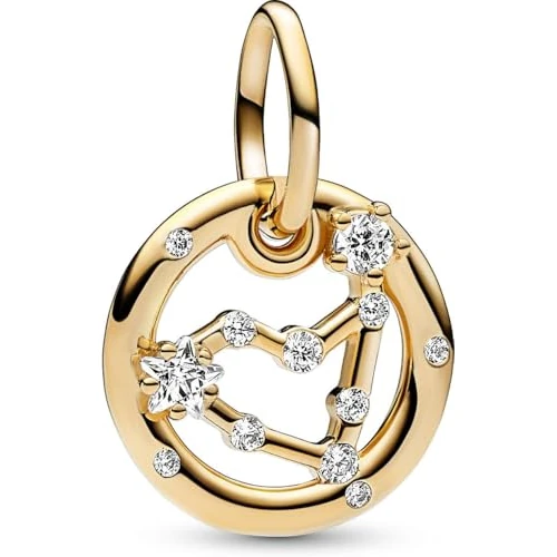 Offerta a tempo: PANDORA Pendente Moments con segno zodiacale del Capricorno placcato in oro 14 k con zirconi cubici trasparenti - 14% da 38.50 € a 33.00 €