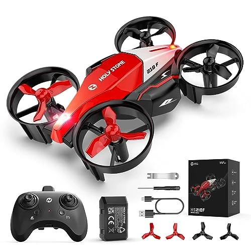 Holy Stone HS210F Mini-drone voor kinderen, 2-in-1 RC-quadcopter met ledlampen, land- en vliegmodus, 3D-flip-modus, koploze modus, veilige modulaire accu, cadeau