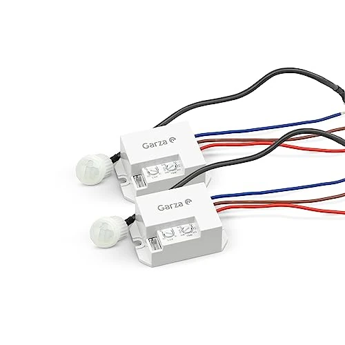 Offerta a tempo: Garza - Confezione da 2 rilevatori di movimento a infrarossi da incasso, angolo 120º/360º, portata 8 m, dimmer e timer, montaggio a parete o a soffitto, risparmio energetico, per interni - 35% da 30.95 € a 19.99 €
