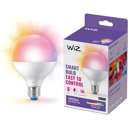 Offerta a tempo: WiZ Lampadina Globo Smart LED WiFi, Luce Bianca e Colorata RGB, Smerigliata, E27, equivalente a 75W, Tecnologia SpaceSense, Controllo Vocale (Alexa, Apple HomeKit, Google Home) - 16% da 18.99 € a 15.99 €