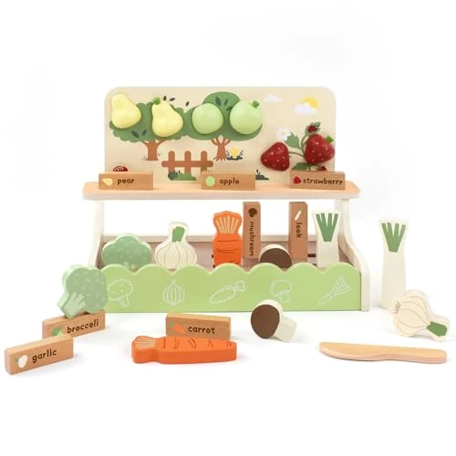 Offre limitée : Little Log Jeu de jardin en bois - Jouet alimentaire en bois - Accessoires de cuisine pour enfants - Jeu de rôle - Coupe du bois - Fruits et légumes - Cadeau pour filles et garçons à partir de 3 ans de 29.99 EUR à 29.99 EUR (remise 0%)