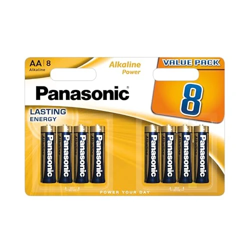 Panasonic, AA-batterijen, 8 stuks, Mignon, LR6, 1,5 V, lekbescherming, 7 jaar bij opslag, het beste voor afstandsbedieningen, weegschalen, horloges, duurzame, betrouwbare energie