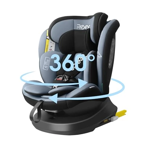 Reecle 360 Drehbar i-Size Kindersitz mit ISOFIX 40-150 cm (0-36 kg) Reboarder, ab Geburt -12 Jahre, ECE R129 (i-Size, Schwarz)