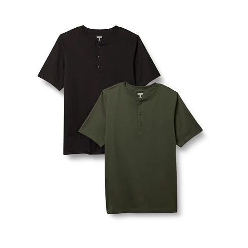Oferta limitada: Amazon Essentials Camiseta de manga corta Henley de algodón Hombre, Pack de 2, Negro/Verde Oliva Oscuro, S de 32.00 € a 32.00 € (ahorro 0.00%)