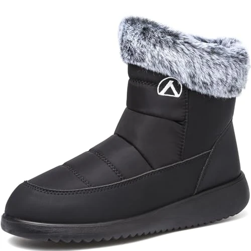 Limitiertes Angebot: VTASQ Damen Winterstiefel Wasserdicht Warme Gefütterte Schneestiefel Herren Outdoor Stiefel rutschfeste Flache Warme Boots Winter Stiefeletten Schwarz 37 EU von 39.99 EUR auf 18.99 EUR (Spare 53%)