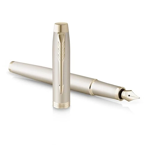 Parker IM monocromatica Penna stilografica | inchiostro blu | finitura e puntale champagne | punta fine | confezione regalo