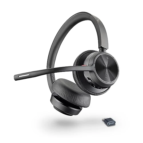 Offerta a tempo: Poly Voyager 4320 UC, Cuffia Senza Filo, Connessione Bluetooth 5.1 e Dongle USB-C BT700, Cancellazione del Rumore, Cuscinetti in Similpelle, Autonomia 24 Ore, Compatibile con Windows 10 e macOS, Nero - 22% da 153.99 € a 119.99 €