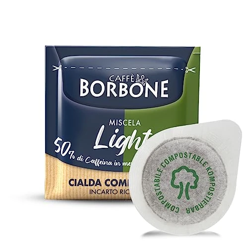 Caffè Borbone Composteerbare Koffiepad, Light Koffiemelange, 50% minder cafeïne - 150 Koffiepads - Recycleerbare verpakking - Compatibele met ESE-systeem Papieren koffiepads van 44 mm