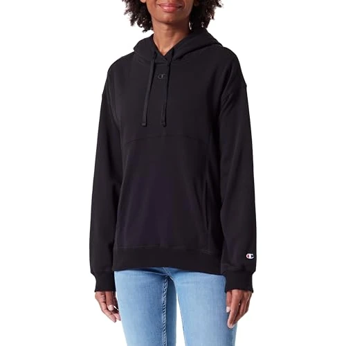 Champion Legacy Icons Tonal W-Spring Terry C-Logo Sweatshirt à Capuche, Noir, S Femme