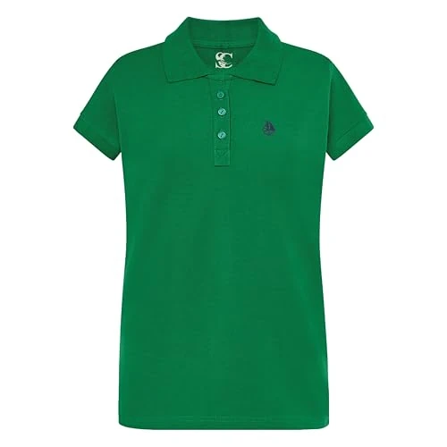 Offerta a tempo: S&C - Polo Donna Manica Corta - Polo Donna Custom Fit Leggermente vestibilità - Bordatura a Maniche e Collo a Costine - Made in Cotone e in Spagna, Verde Bottiglia, L - 50% da 36.37 € a 18.19 €