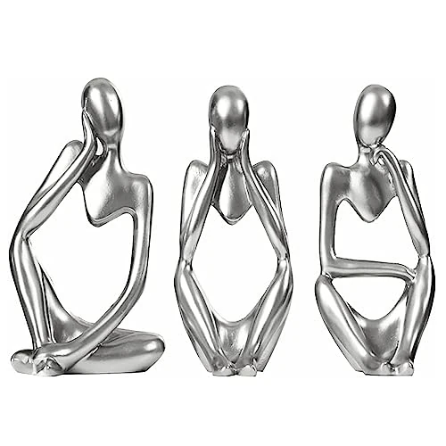 Limited offer: Tibeoyad Pack of 3 Thinker Statues Decoration, Abstract Statue Resin Sculpture Figures Thinker Decoration Living Room Bookshelf Bedroom Office from 16.99 EUR to 13.59 EUR (save 20%)