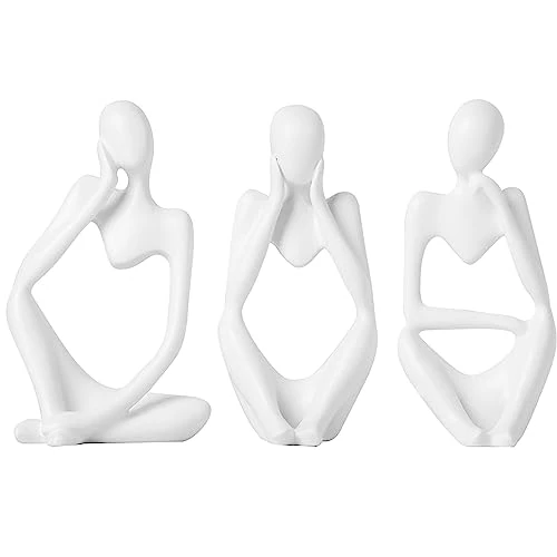 Tibeoyad 3 stuks denker beelddecoratie abstract standbeeld hars sculptuur figuren denker decoratie woonkamer boekenkast slaapkamer kantoor