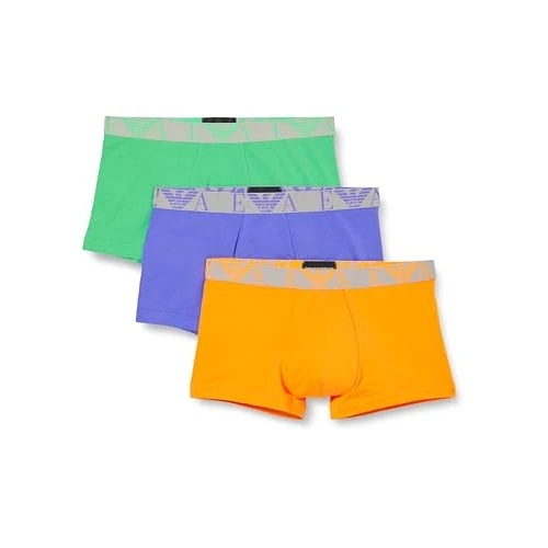 Offerta a tempo: Emporio Armani Stretch Cotton Bold Monogram 3-Pack Trunk, Boxer Uomo, Multicolore (Fluo Orange-Fluo Green-Fluo Violet), S - 0.00% da 47.00 € a 47.00 €