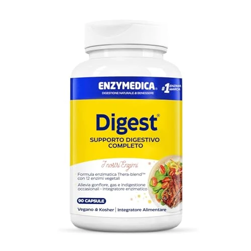 Offerta a tempo: Enzymedica, Digest, Integratore Alimentare a Base di Enzimi ad Azione Rapida, Riduce Gonfiore e Irregolarità, Gluten Free, Senza Lattosio, Vegetariano, 90 Capsule - 11% da 31.99 € a 28.49 €