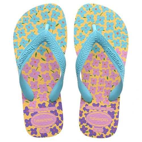 Havaianas Brasil Logo (Mini Me), Zehentrenner Unisex Kinder, Caja Geel Blauw, 7 UK Child