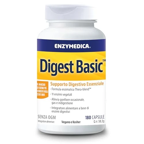 Enzymedica, Digest Basic, Formule Enzymatique, Réduit Gaz Et Ballonnements, Améliore L'Absorption Des Nutriments Et L'Énergie, Magnésium, Phytase, Sans Gluten, Sans Produits Laitiers, 180 Capsules