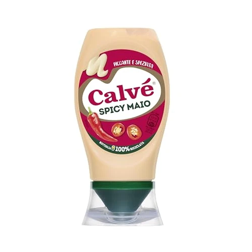 Calvé Maionese Spicy Mayo, Formato 250 ml, Maionese con Aggiunta di Paprica e Pepe di Cayenna, Salsa Piccante e Speziata, Ideale per Sushi, Pokè e Fritti
