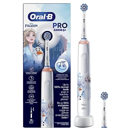 Offerta a tempo: Oral-B Spazzolino Elettrico Ricaricabile Pro Junior con personaggi di Frozen, 2 Testine, da 6 Anni in su. 1 Spazzolino - 32% da 69.99 € a 47.49 €