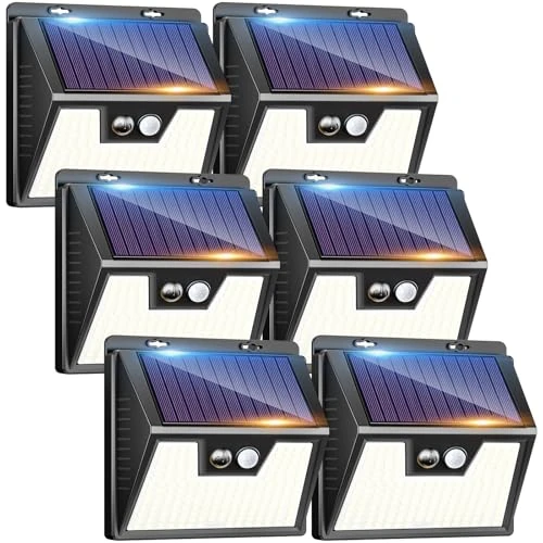 kolpop Lampe Solaire Extérieur, [Lot de 6] Lumière Solaire Exterieur, IP65 étanche 3 Modes éclairage extérieur solaire, Lampe solaire avec détecteur de mouvement pour jardin garage carport