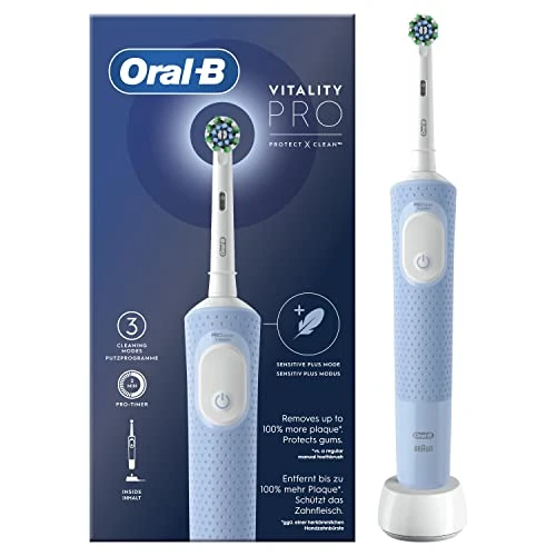 Begrenztes Angebot: Oral-B Vitality Pro Elektrische Zahnbürste, Blau, 1 Bürste zur 2D-Reinigung, entfernt Plaque, 3 Putzmodi, Timer, wiederaufladbar von 29.86 EUR auf 22.99 EUR (Rabatt 23%)