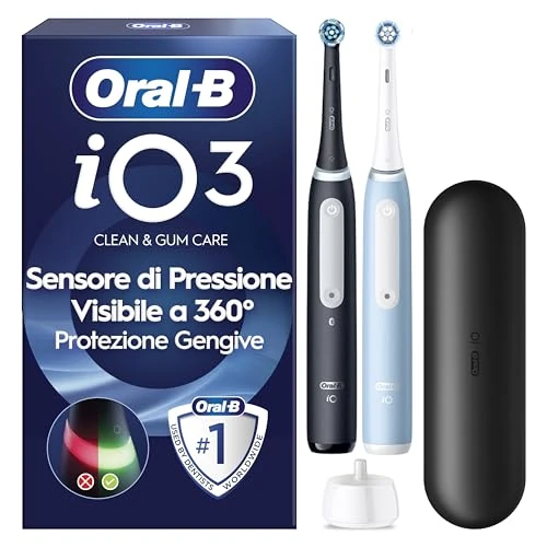 Oferta limitowana: Oral-B iO Series 3 elektryczna szczoteczka do zębów lub elektryczna szczoteczka do zębów, dwupak, 2 końcówki, 3 tryby czyszczenia do pielęgnacji zębów, technologia magnetyczna, etui podróżne, z 461.07 zł na 461.07 zł (oszczędź 0.0%)