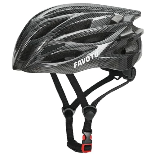 Favoto Casco Bici Casco da Bicicletta - Certificato CE casco da Corsa MTB Ciclismo Leggero per Uomo Donne Adulti Protezione di Sicurezza Taglia Regolabile L 59-61cm Fibra di carbonio