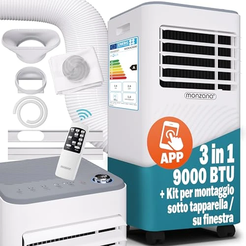 Offerta a tempo: MONZANA® Condizionatore d´Aria Mobile 3in1 Tubo Scarico 9000BTU 1000W Alexa Telecomando Deumidificatore Climatizzatore - 15% da 269.95 € a 229.45 €