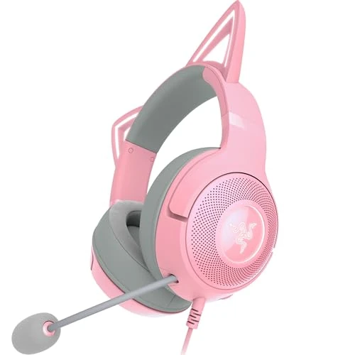 Limited-time offer: Razer Kraken Kitty V2 - Wired RGB Headset with Kitty Ears (Stream Reactive Lighting, HyperClear Cardioid Mic, TriForce 40 mm Drivers, 7.1 Surround Sound) Quartz Pink from 99.99 £ to 81.31 £ (save 19%)