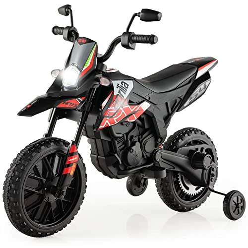 Offerta a tempo: COSTWAY 12V Aprilia Moto Cavalcabile per Bambini, Motocicletta Elettrica con Ruote — 8% da 164,99 € a 151,99 €