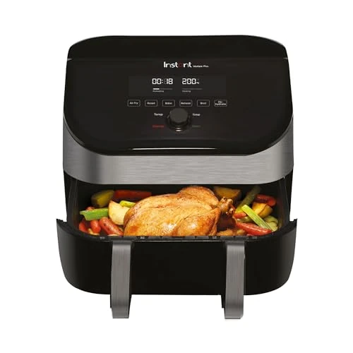 Tijdelijke aanbieding: Instant VersaZone Heteluchtfriteuse/XXL Single + dubbele kamer in 1-8,5 l airfryer met kijkvenster, roestvrij staal, 8-in-1 smart programma's frituren, bakken, braden, grillen, drogen en opwarmen van 69.99 € naar 69.99 € (0.00% kort