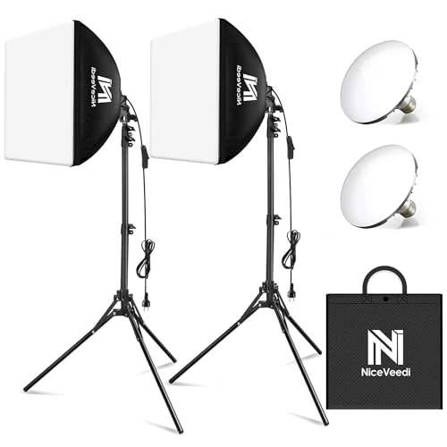 Oferta limitada: LED Softbox, Foco Fotografía 40 x 40 cm lámpara de fotografía con trípode de 160 cm y Bombilla LED 50 W/5400 K, iluminación Continua para fotografía/grabación de vídeo/transmisión en Vivo (2 Paquetes) de 89.99 € a 89.99 € (ahorro 0.00%)