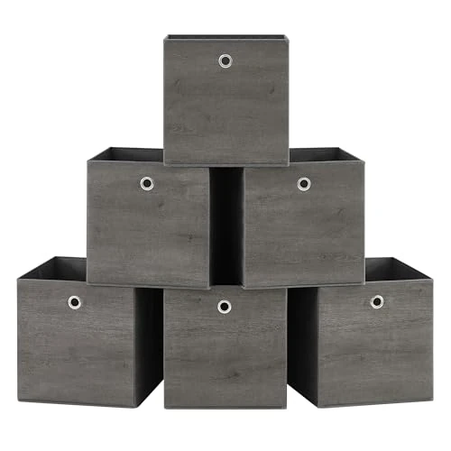 Offre limitée : SONGMICS Boîte de Rangement, Lot de 6, Bac avec Poignée, Cube Tissu Non-tissé et Oxford, Panier, 30 x 30 x 30 cm, Adaptés aux Meubles Cubiques, Pliables, Vêtements, Gris Brumeux RFB102G01 de 45.99 € à 45.99 € (0.00% de remise)