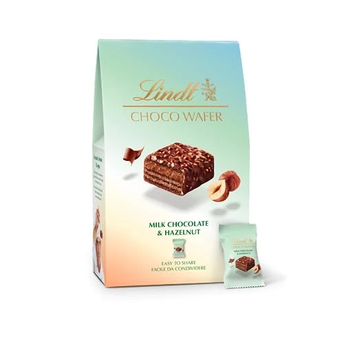 Offerta a tempo: Lindt Bag Choco Wafer Nocciole Praline Croccanti al Latte con Nocciola e Gianduja, Confezionate singolarmente 135g - 16% da 7.39 € a 6.21 €