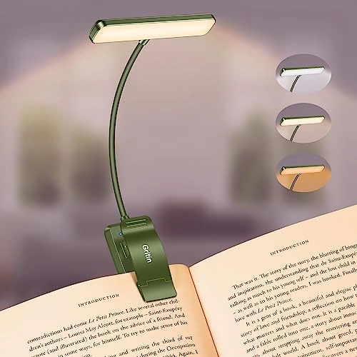 Offerta a tempo: Gritin 19 LED Lampada Luce da Lettura per Libro, Luce per Lettura Libri a Letto con Clip Ricaricabile, 3 Temperature di Colore, Dimmerabile Senza Livelli, Lunga Durata, per Studio-Verde Scuro - 37.52% da 23.99 € a 14.99 €