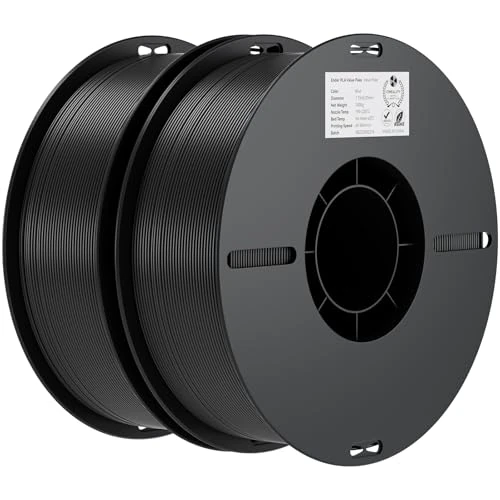 Creality Ender Filament PLA 1,75 mm, 2 opakowania do drukarek 3D, 2 x szpula 1 kg, dokładność pomiaru +/- 0,03 mm, pasuje do większości drukarek 3D FDM, czarny i czarny, polilaktyd