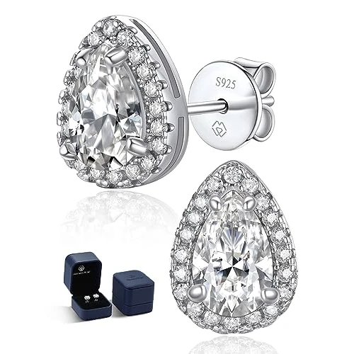 Offerta a tempo: MomentWish Orecchini Moissanite Pear, 1 Carato Orecchino Punto Luce Donna Bottone Anallergici Simulato Diamanti Brillanti con Certificato GRA Regalo 5mm - 0.00% da 83.65 € a 83.65 €
